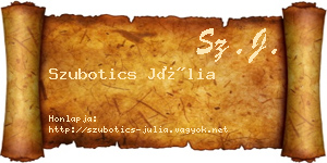 Szubotics Júlia névjegykártya